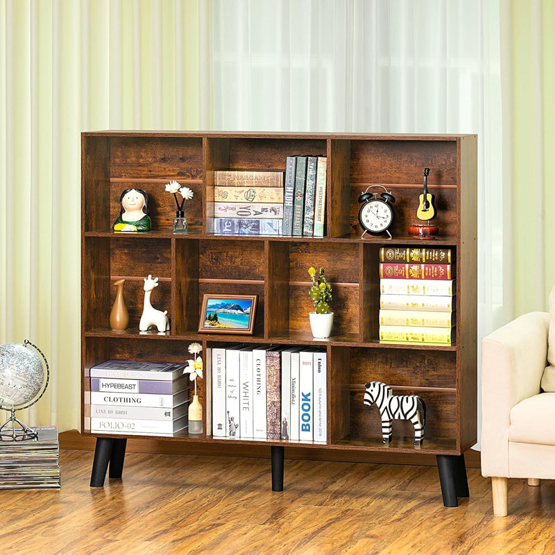 NEW 3 Tier Mid-Century Modern cheapest Bookcase with Legs, Retro Wood Bookshelves